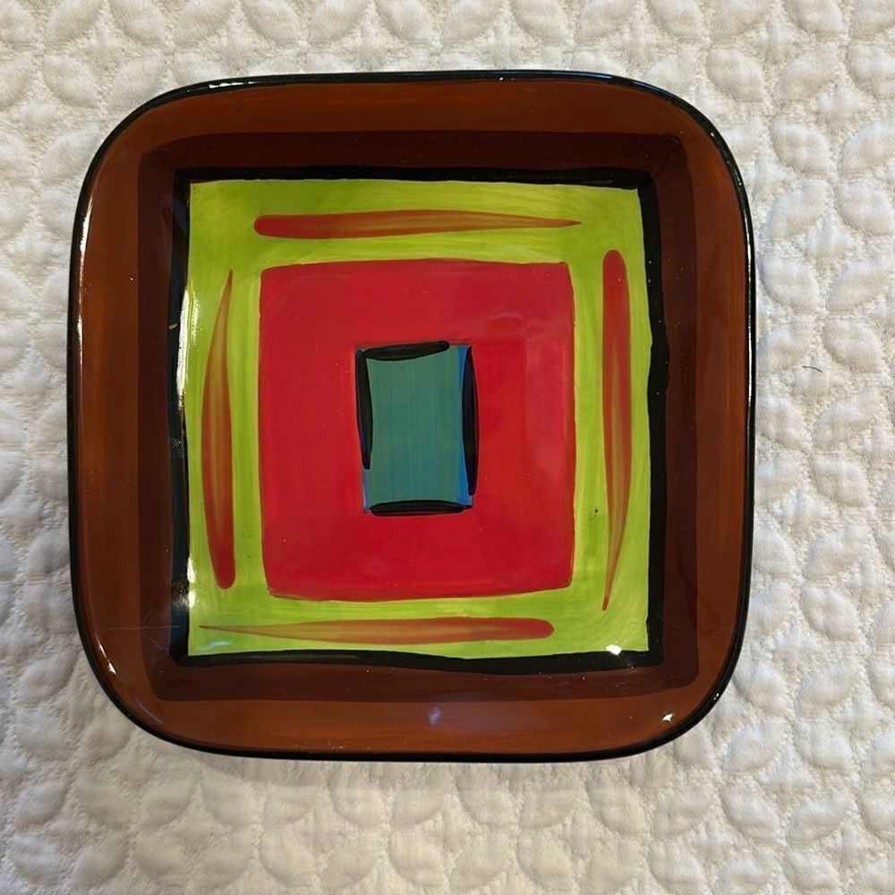 GAIL Pittman Brio Pattern Southern Living At Home 5 5/8” Square Appetizer Plate